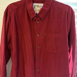 Naked & Famous Denim Burgundy Casual Button Down Shirt
